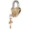 Hello Honey® Matte Finish Brass & Stainless Steel Heart-Shaped Lock with Flowers Set